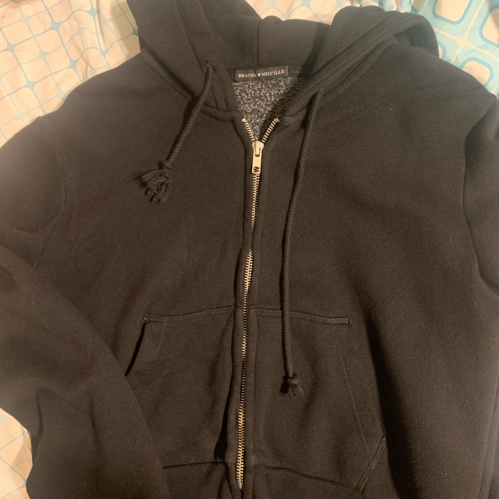 black cropped brandy melville zip up
